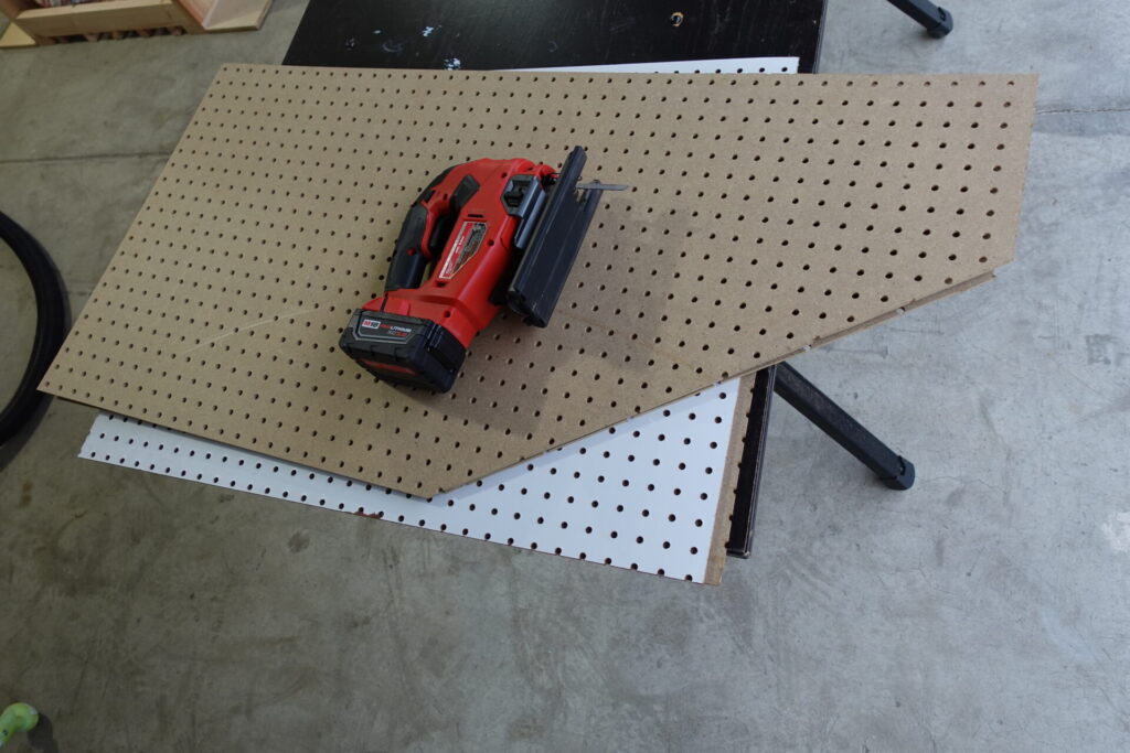 Cut pegboard to size with a jigsaw