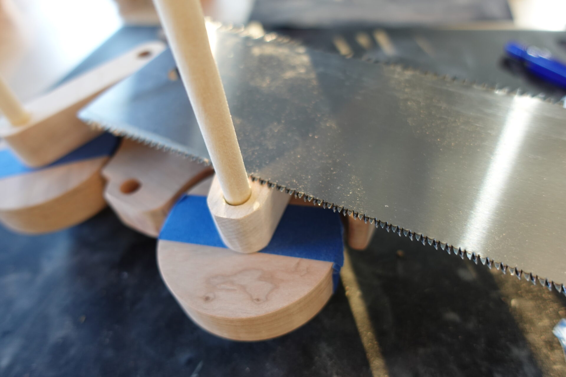 Remove excess dowel with hand saw