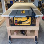 Completed outfeed table with table saw