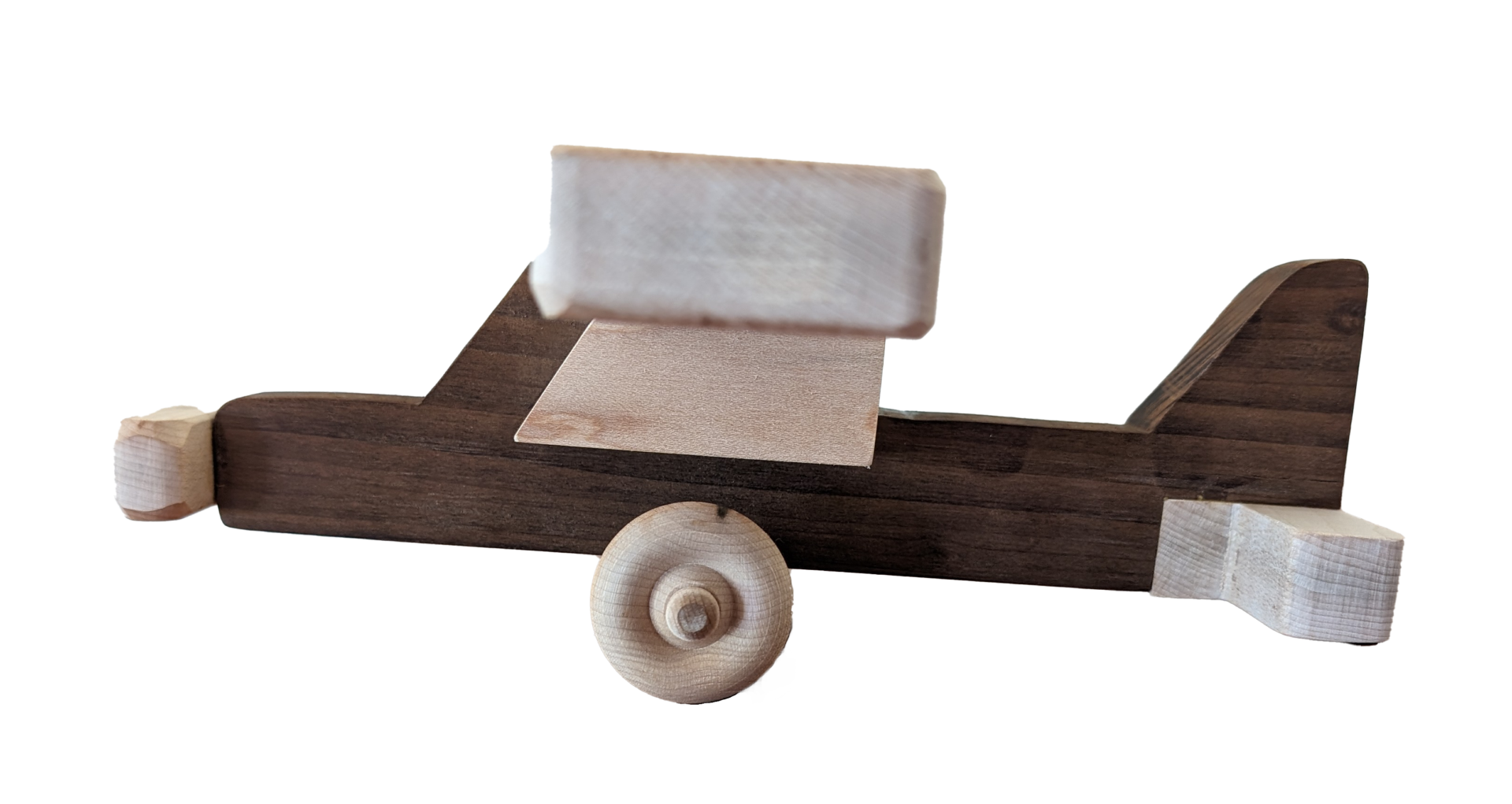 completed wooden toy monoplane