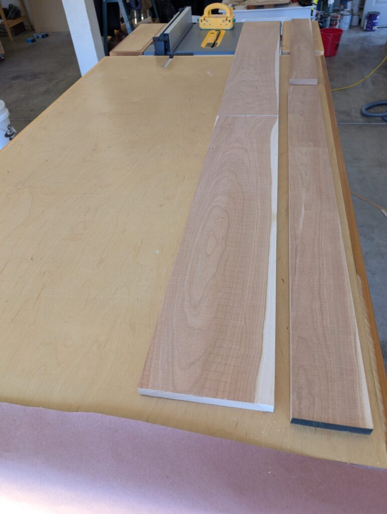 Cherry wood laid out