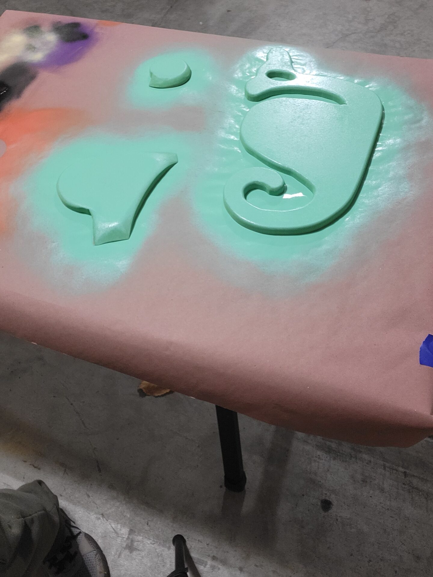 Spray painting the snail parts.