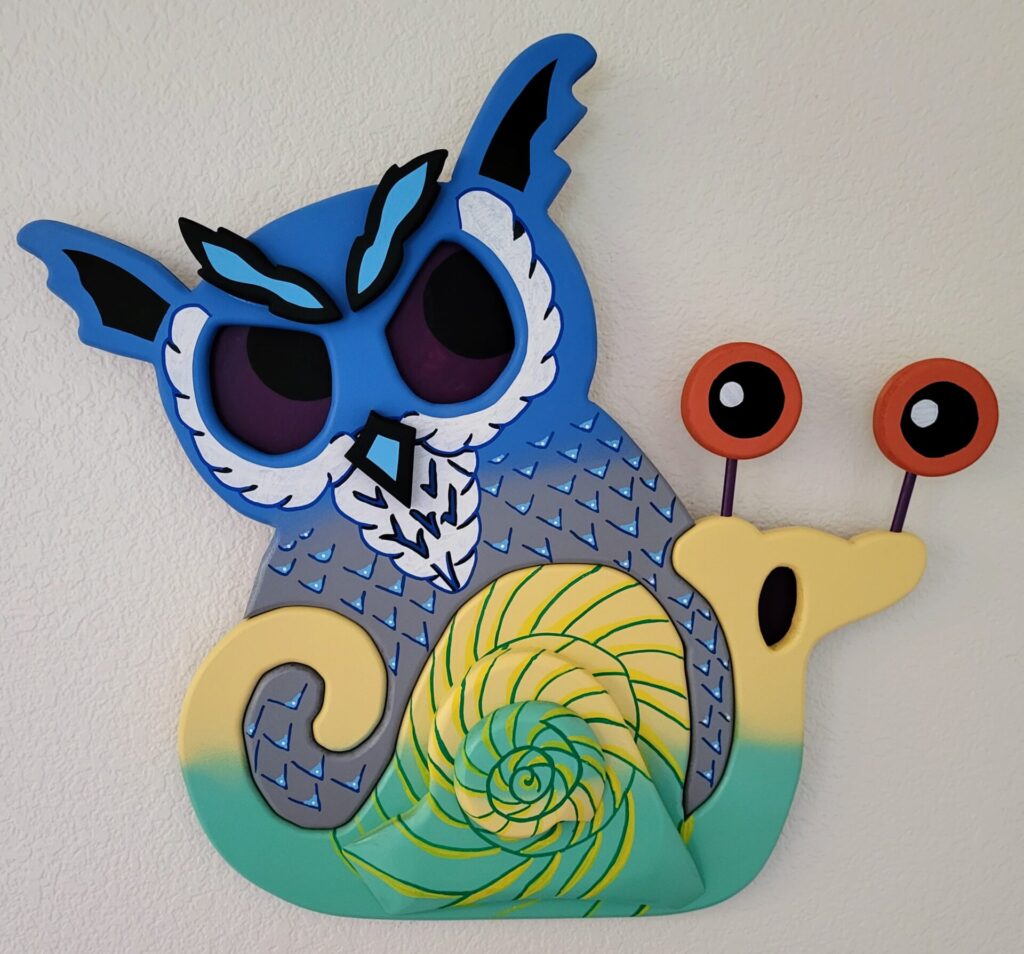 Completed Owl and Snail art piece