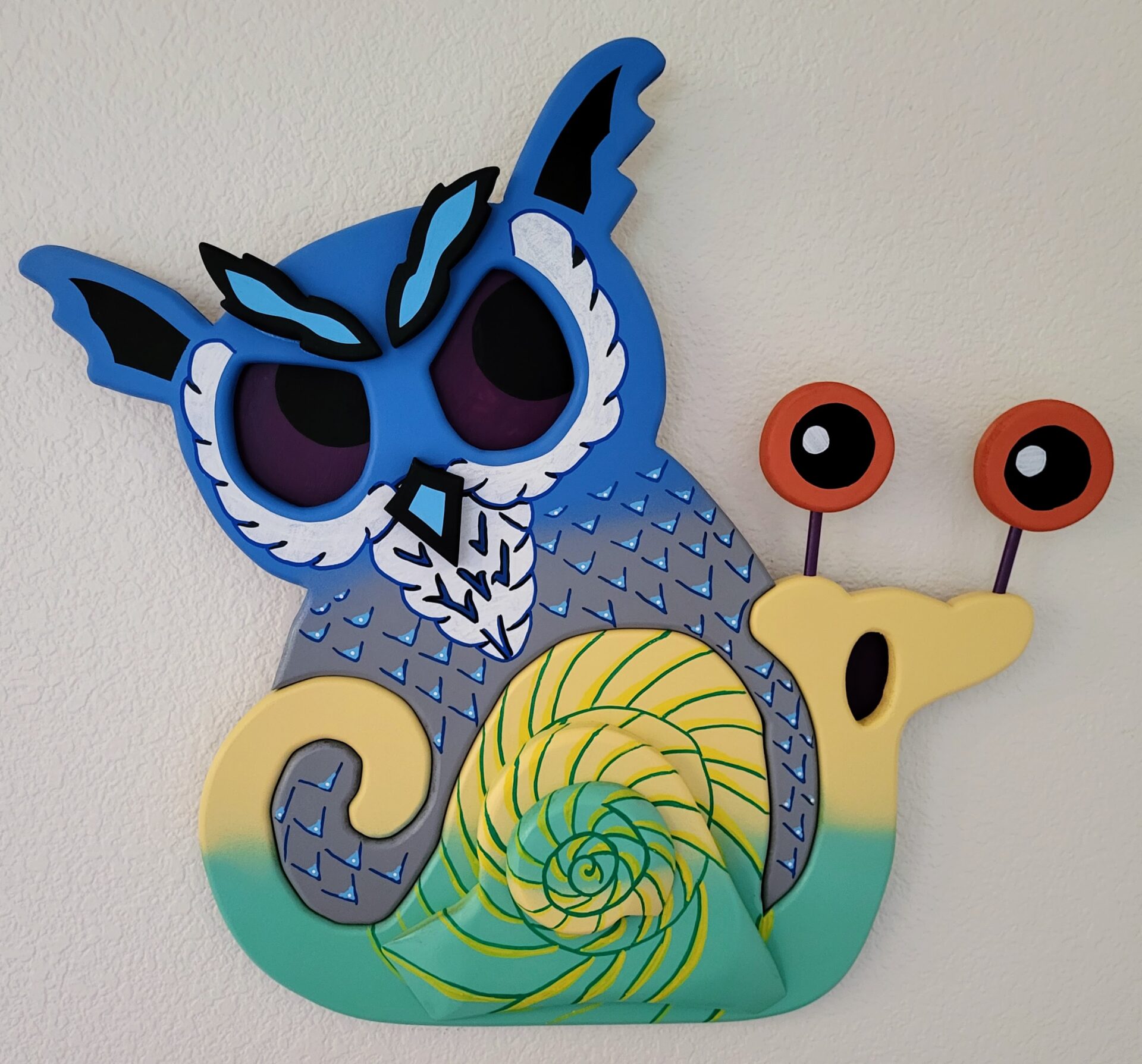 Completed Owl and Snail art piece